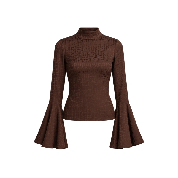 Elvira Snake Cotton Top in Dark Brown