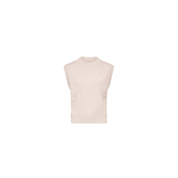 Frida Knit Embroidered Vest in Ecru