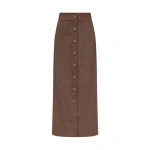 Destree Ivan Buttoned Long Skirt in Brown | Maxi Skirts | Coveti
