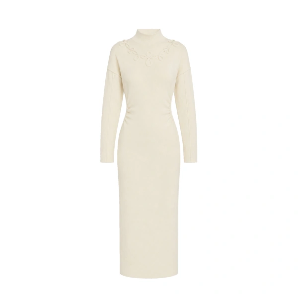 Jade Loop Long Dress in Ecru