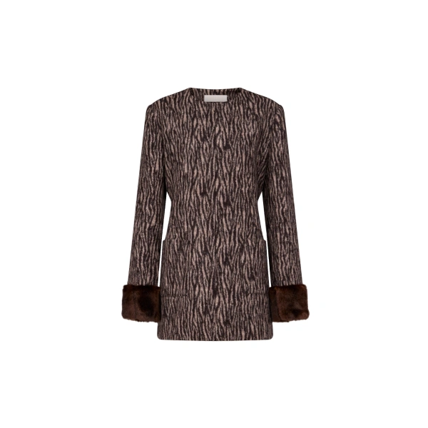 Lea Tiger Wool Jacket in Brown