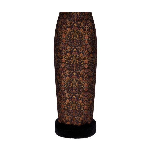 Destree Monica Garden Skirt in Black and Rust | Midi Skirts | Coveti