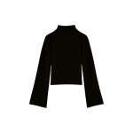 Destree Oliver Viscose High-Neck Top in Black | Long Sleeve Tops | Coveti