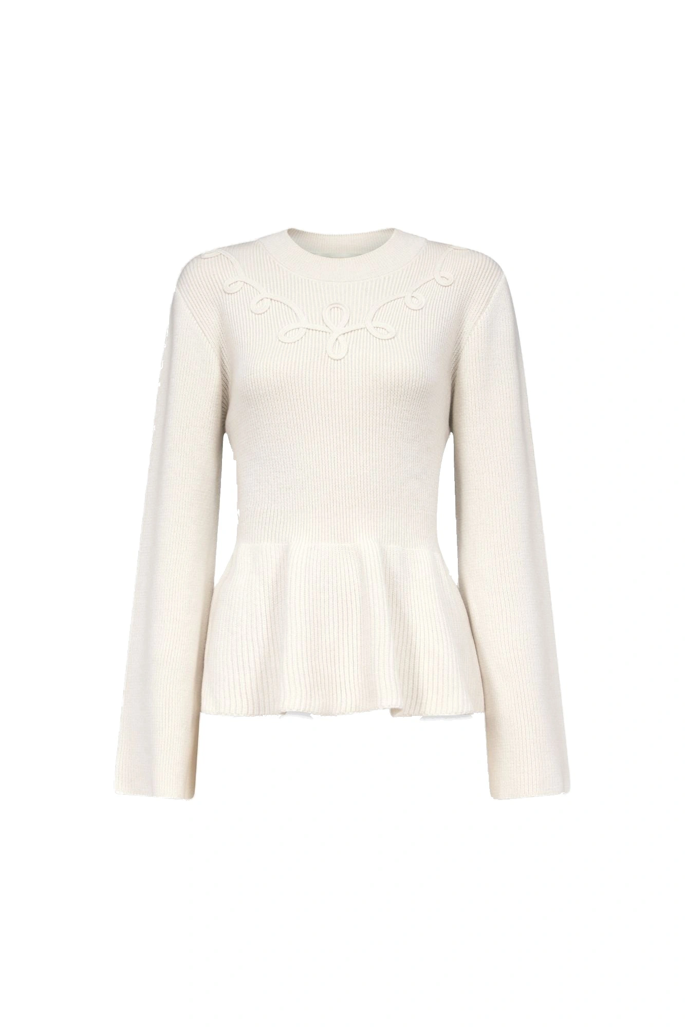 Destree Rosa Ribbed Knit Embroidered Sweater in Ecru Destree Rosa Ribbed Knit Embroidered Sweater in Ecru | Sweaters | Coveti