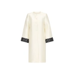Destree Ruby Smart Lace Satin Long Jacket in White | Blazers | Coveti
