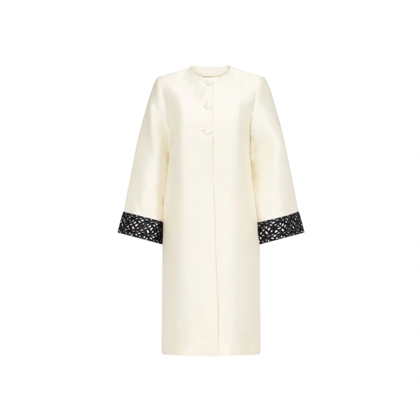 Ruby Smart Lace Satin Long Jacket in White