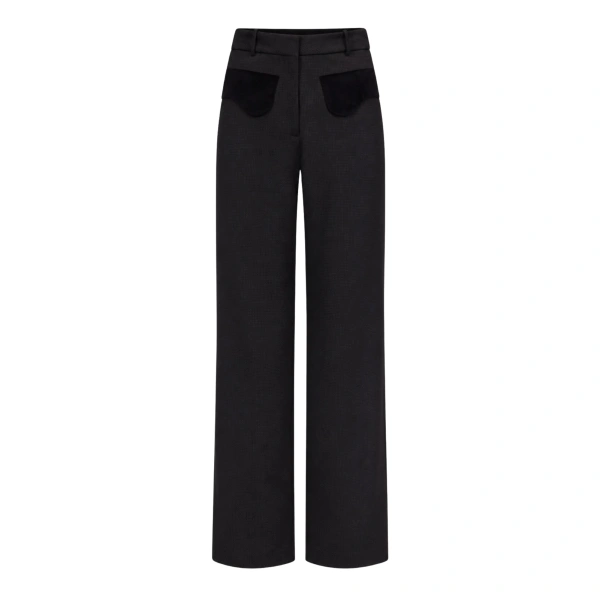 Tina Stretch Straight Trousers in Black