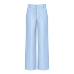Destree Yoshitomo Satin Cropped Trousers in Niagara Blue | Tailored Pants | Coveti