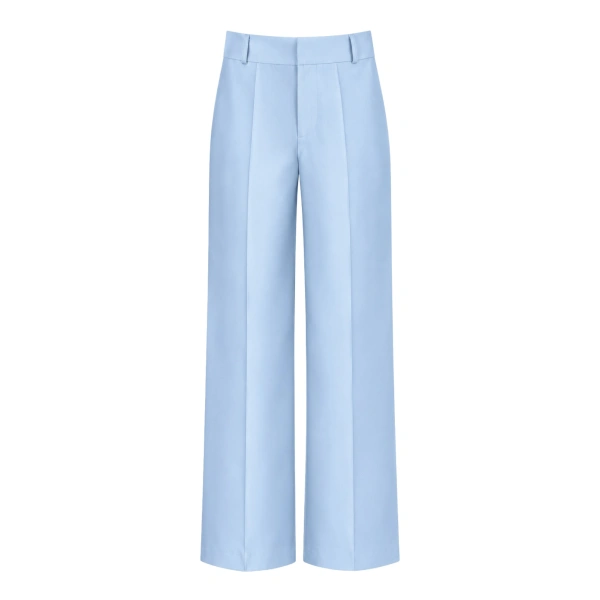 Destree Yoshitomo Satin Cropped Trousers in Niagara Blue | Tailored Pants | Coveti