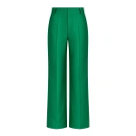 Destree Yoshitomo Satin Straight Trousers in Green | Tailored Pants | Coveti