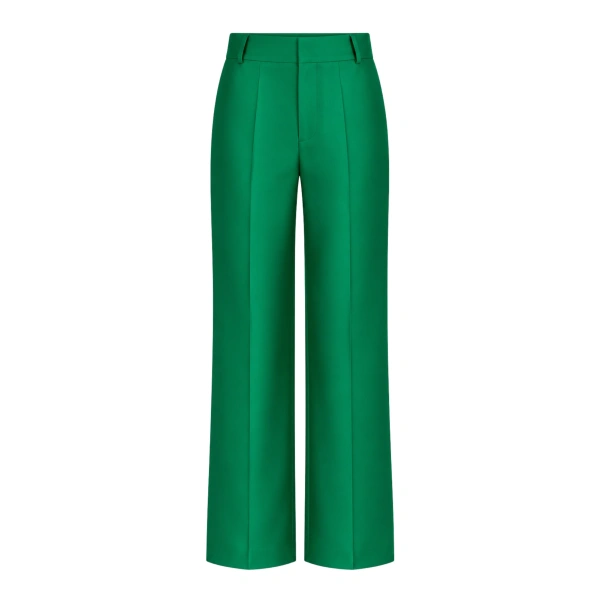 Yoshitomo Satin Straight Trousers in Green