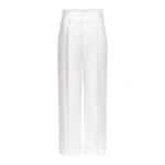 Destree Yoshitomo Satin Trousers in White | Tailored Pants | Coveti