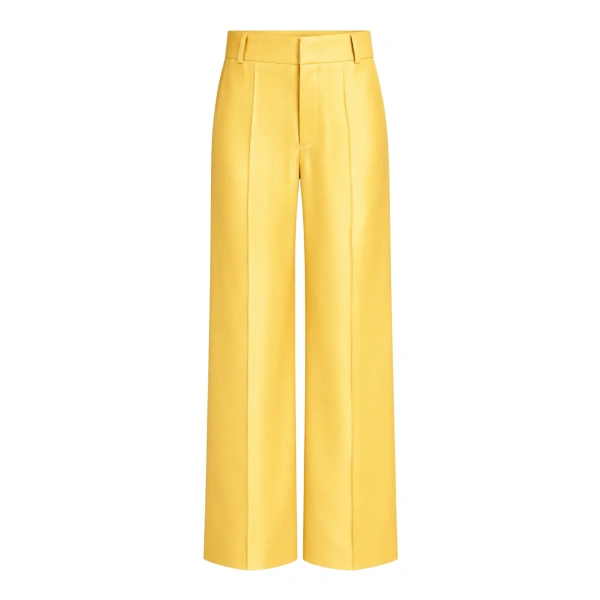 Destree Yoshitomo Satin Trousers in Yellow | Tailored Pants | Coveti