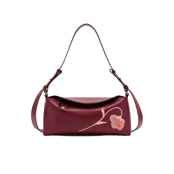 Erdem East West Bloom Bag in Cherry Leather | Shoulder & Crossbody Bags | Coveti