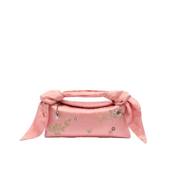 Erdem East West Bloom Bag in Peony Textured Satin | Shoulder & Crossbody Bags | Coveti