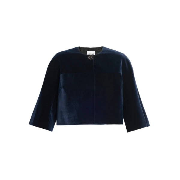 Embellished Velvet Cropped Evening Jacket