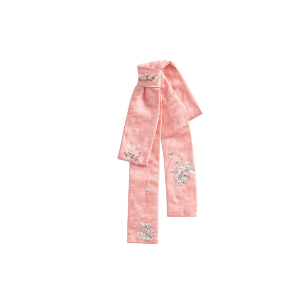 Erdem Embroidered Textured Satin Bow Brooch in Pink | Brooches & Pins | Coveti
