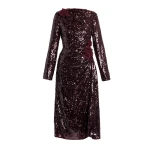 Erdem Floral Applique Sequin Draped Midi Dress | Midi Dresses | Coveti
