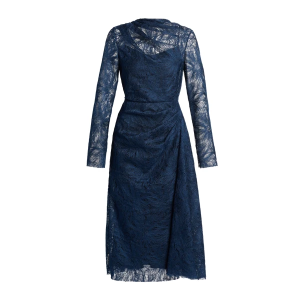 Floral Lace Draped Midi Dress