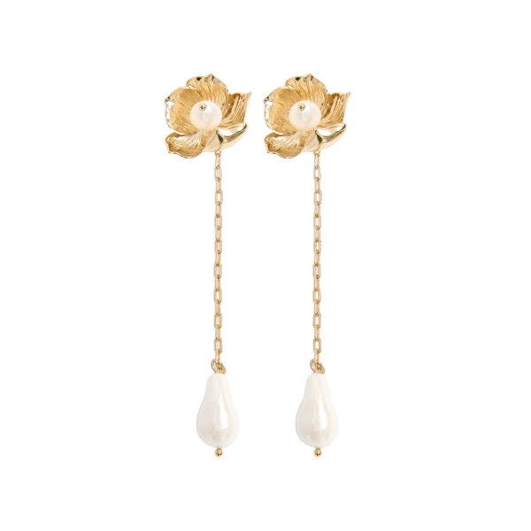 Erdem Floral Pearl Long Earring | Earrings | Coveti