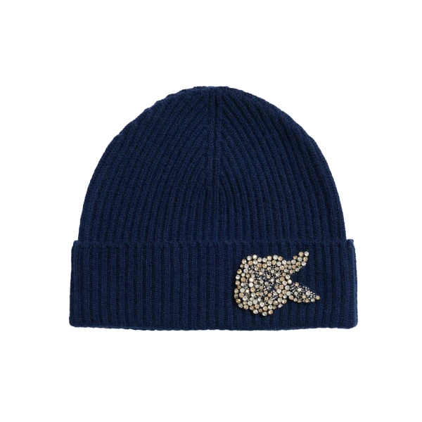 Knitted Beanie in Navy Cashmere