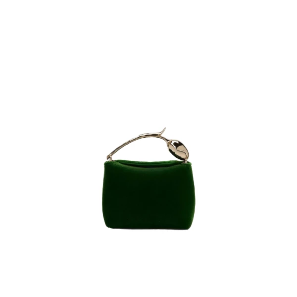 Micro Bloom Bag in Green Velvet