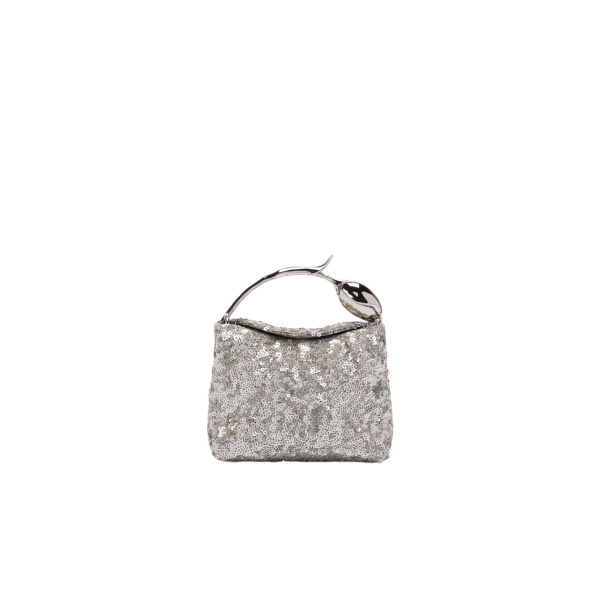Erdem Micro Bloom Bag in Silver Sequins | Mini Bags | Coveti