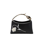 Erdem Midi Bloom Bag in Black Flower Applique Leather | Totes & Top-Handle Bags | Coveti
