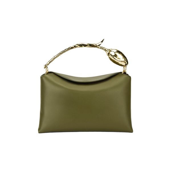 Erdem Midi Bloom Bag in Khaki Leather | Totes & Top-Handle Bags | Coveti