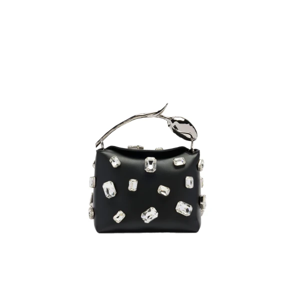 Erdem Mini Bloom Bag in Black Crystal Leather | Mini Bags | Coveti