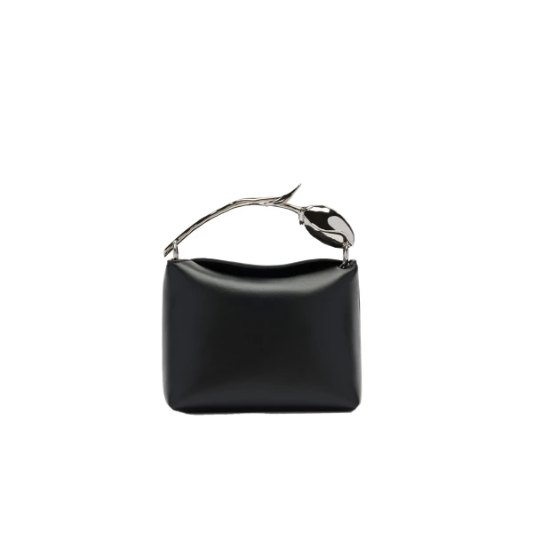 Mini Bloom Bag in Black Leather and Silver