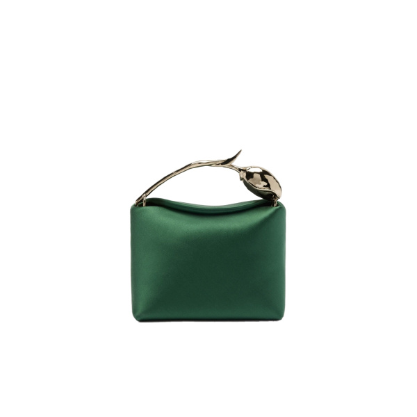 Erdem Mini Bloom Bag in Forest Green Satin | Mini Bags | Coveti