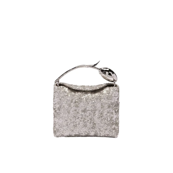 Erdem Mini Bloom Bag in Silver Sequins | Mini Bags | Coveti