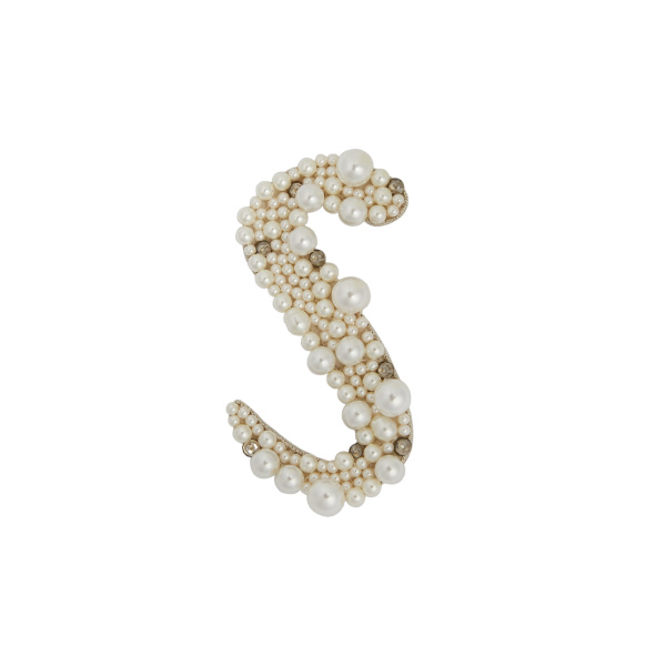 Erdem Pearl Alphabet Brooch S | Brooches & Pins | Coveti