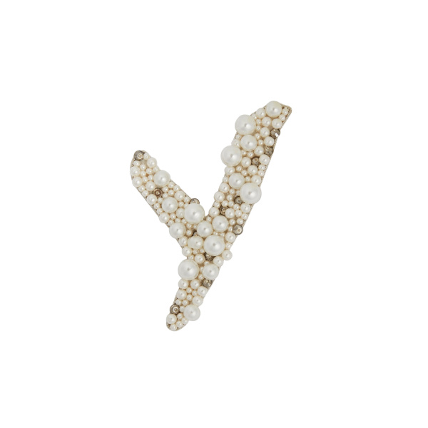 Erdem Pearl Alphabet Brooch Y | Brooches & Pins | Coveti