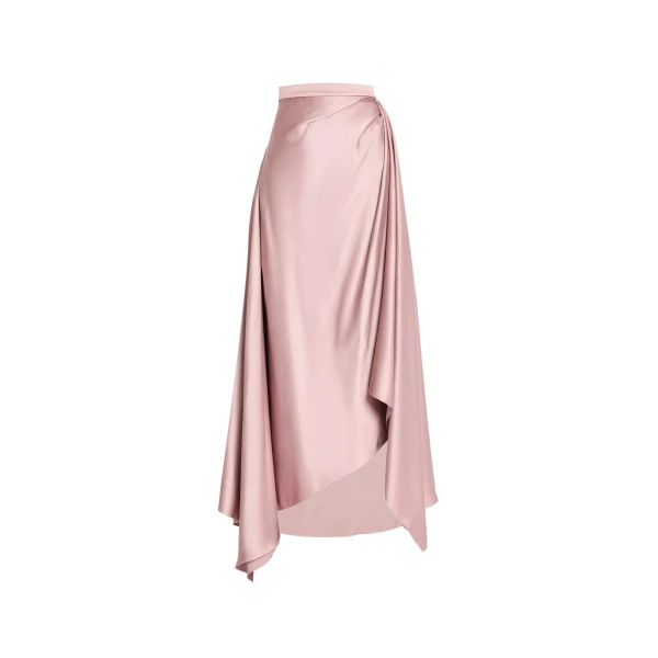 Satin Draped Midi Skirt