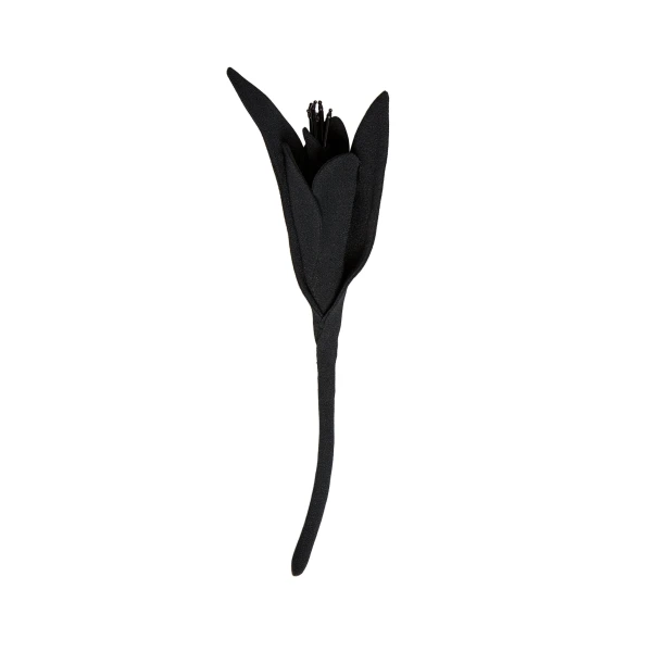 Satin Flower Brooch in Black