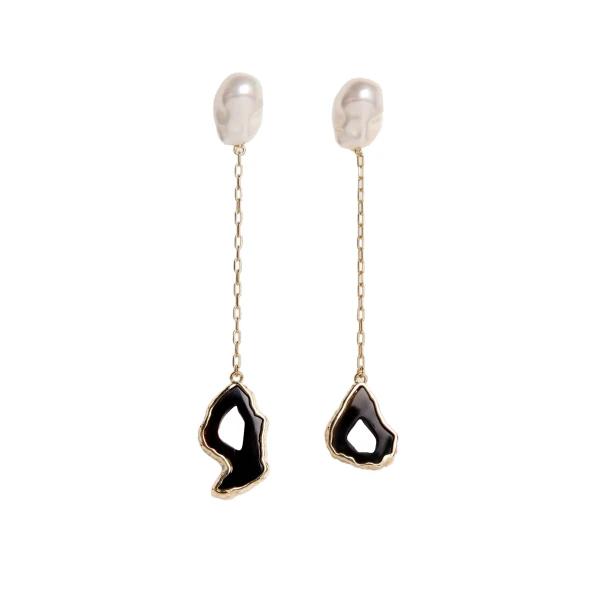 Erdem Stone Drop Earring in Black Agate | Earrings | Coveti