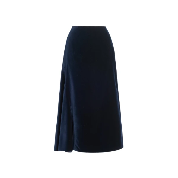 Velvet Draped Midi Skirt