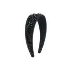 Erdem Wide Embroidered Headband in Black | Hair Accessories | Coveti
