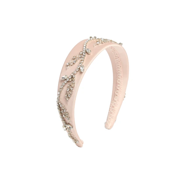 Erdem Wide Embroidered Headband in Cameo Pink | Hair Accessories | Coveti