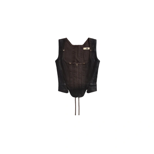 Alice Denim Bustier in Brown Gloss