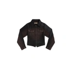 KNWLS Alice Denim Jacket in Brown Gloss | Denim Jackets | Coveti