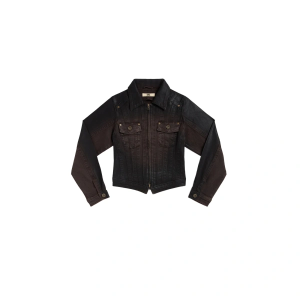 Alice Denim Jacket in Brown Gloss