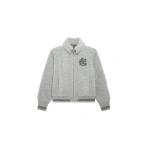 KNWLS Ivy Boucle Bomber in Grey | Bomber Jackets | Coveti