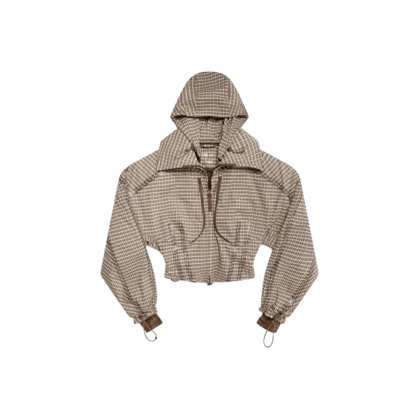 Nike Joan Hooded Jacket in Yukon Brown Check