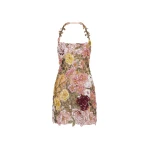 Oscar de la Renta Beaded Mixed Botanical Embroidered Cocktail Dress | Dresses | Coveti