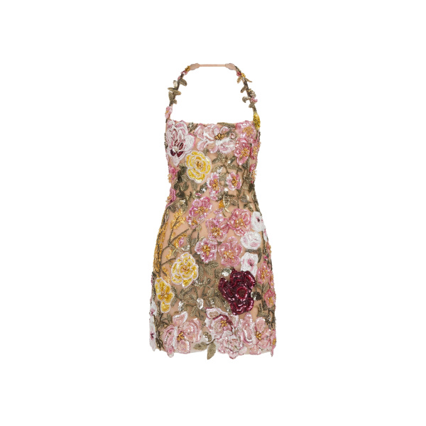 Oscar de la Renta Beaded Mixed Botanical Embroidered Cocktail Dress | Dresses | Coveti