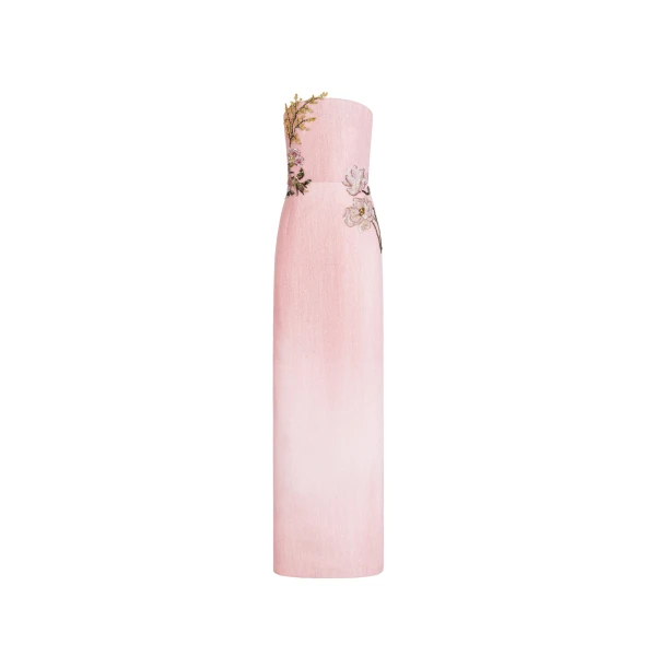 Oscar de la Renta Beaded Mixed Botanical Embroidered Column Gown | Dresses | Coveti