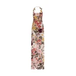Oscar de la Renta Beaded Mixed Botanical Embroidered Halter Gown | Dresses | Coveti